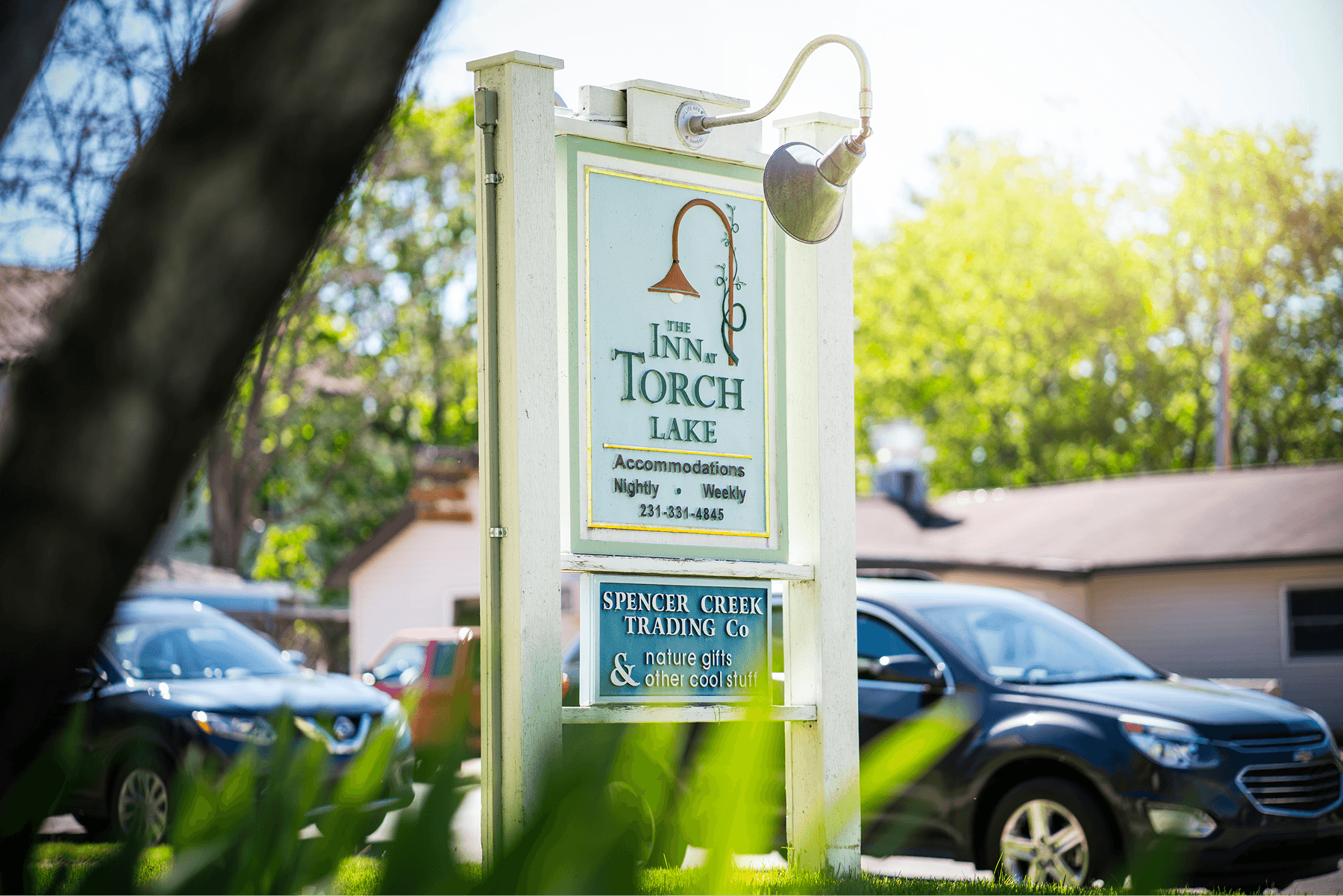 The sign outside of the inn